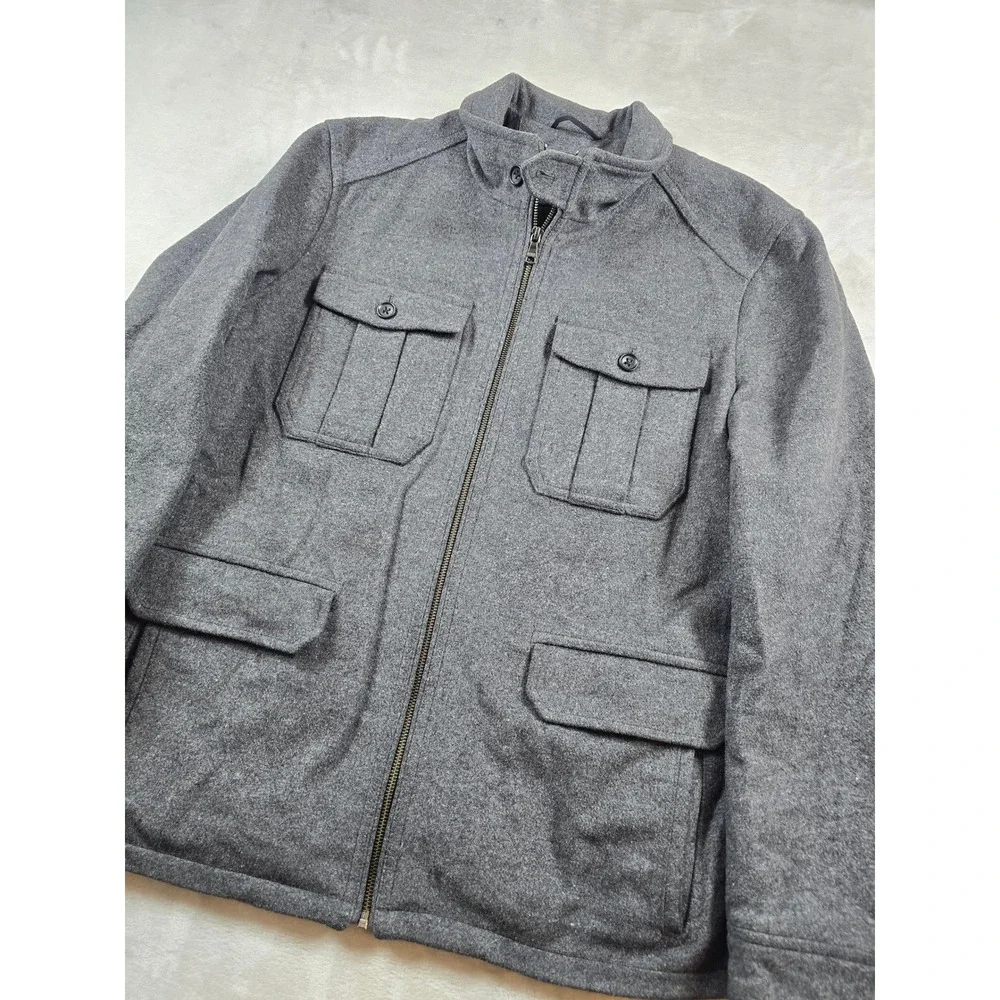 Banana Republic Wool Field Jacket Mens Large Gray Wool Blend Utility Coat